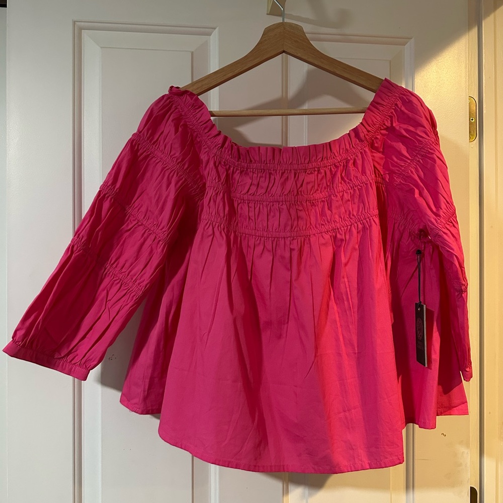 Vince Camuto Fuchsia Off-Shoulder Blouse